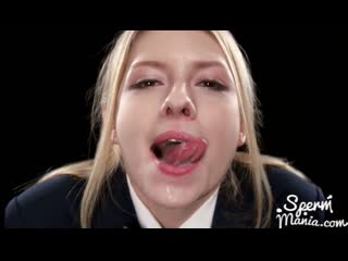 blonde italian schoolgirl loves to suck and swallow sperm. rebecca volpetti swallows tons of thick white cumshots small tits teen
